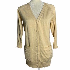 Pearl Button Front Cardigan Sweater Pockets 32PE